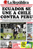 Portada del Diario de la Republica del Per�. Noticia referente al Litigio Maritimo