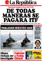 Portada del Diario de la Republica del Per�. Noticia referente a las fragatas.